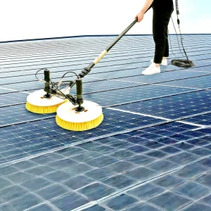Solar Panel Cleaning Brush Kit with Stainless Steel Rechargeable Adjustable Rotating Head for Outdoor Water Washing PV Equipment