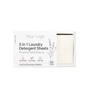 Solid Concentrated Laundry Detergent Sheets, Recyclable Packaging, Fresh Scent, Low Foam