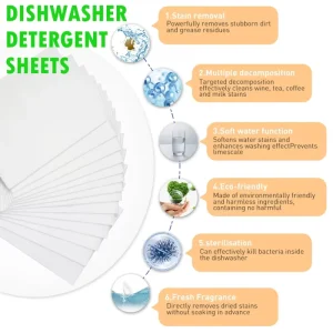 Solid Enzyme Eco Friendly Dishwasher Detergent Sheets with Fresh Lemon Scent