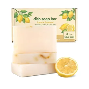 Solid Lemon Scented Kitchen Dish Soap Bar Detergent for Bathroom Cleaning
