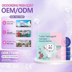 Solid Toilet Cleaning Blocks Automatic Deodorizer Lemon Scent OEM
