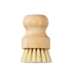Solid Wood Handle Kitchen Cleaning Brush with Sisal Bristles for Coffee Machine and Bread Proofing Basket Cleaning