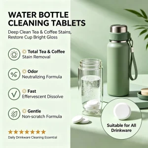 Solution for Daily Household Water Container Regular Cleaning Home Tumbler Effervescent Water Bottle Cleaning Tablets