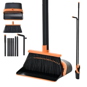 Space Saving Broom Dustpan Combo Features Foldable Design for Compact Storage in Closets or Utility Rooms