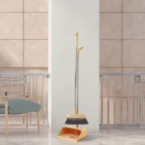 Space-Saving Foldable Plastic Broom and Dustpan Set