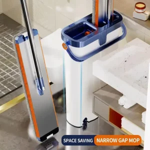 Space-Saving Hands-Free Mop Bucket Separate Compartments Wheeled Design High Capacity Telescopic Handle Stainless Steel Flat Mop