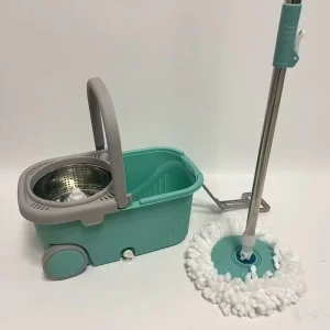 Spin Mop Bucket Set Rotating Floor Scrubber 360 Microfiber 2 Big Wheels Stainless Steel Handle Self Wring Home Kitchen Office