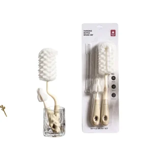 Sponge Baby Bottle Cleaning Brush Set with Cup and Nipple Brushes