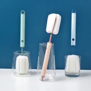 Sponge Cleaning Brush Detachable Head Long Handle Polypropylene Handle 1kg Household Use Baby Bottle Cup Tea Stain Remover