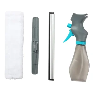 Spray Bathroom and Glass Window Cleaning Brush with Squeegee for Home and Car Use