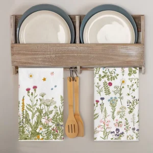 Spring Floral Kitchen Dish Towels Eco friendly Microfiber Absorbent Flower Print Dish Wash Towels for Dish Drying