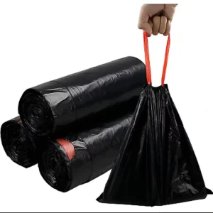 Square Bottom LDPE HDPE Kitchen Drawstring Embossed Recyclable 33 Gallon 83.82*92.71 cm Heavy Duty Black Trash Bags