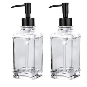 Square Lotion Liquid Soap Dispenser Glass Hand Sanitizer Bottle Shampoo and Body Wash Dispenser Bottle Press Type