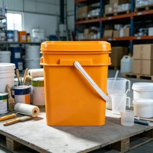Square Plastic Paint Bucket with Lid and Plastic Handle Food Grade Storage Pail for Coating Chemical Glue Packaging