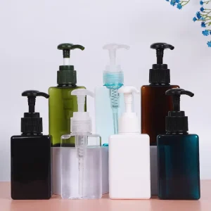 Square Shoulder Plastic Packaging Bottle Shampoo Hand Sanitizer Container Dispenser Cosmetic Lotion Pump Bottle