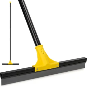 Squeegee Broom for Floor 18” Heavy Duty Rubber Wiper with 60” Long Handle for Bathroom Tile Garage Concrete Deck