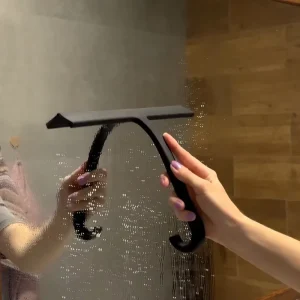 Squeegee for Shower with Built in Hook Streak Free Silicone Window Squeegee for Bathroom Mirror 11 Inches Black