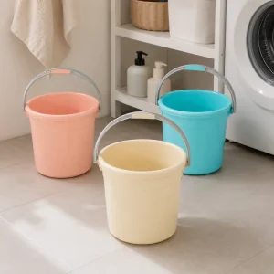 Stackable PP Plastic Basin and Bucket Set Multi Size Household Laundry Cleaning Combo with Smooth Grip Handle