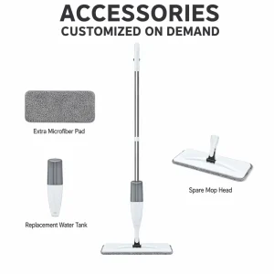 Stainless Steel 360 Rotating Wet/Dry Floor Cleaning Spray Mop with Washable Microfiber Pad