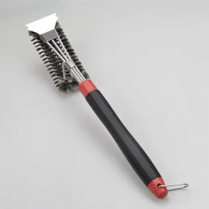 Stainless Steel BBQ Grill Cleaning Brush with Bristle-Free Design and Scraper for Grills and Ovens