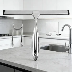 Stainless Steel Bathroom Cleaning Brush Eco Friendly Shower Squeegee Wiper Hook with Hand Style