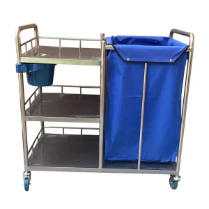 Stainless Steel Blue Hospital Waste Trolley JML 820 for Morning Care Cleaning Garbage Dirty Clothing Transport