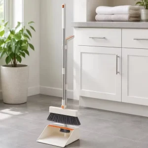 Stainless Steel Broom PP Dustpan Set Indoor Floor Glass Toilet Cleaning Tool Space Saving Design Zhejiang China