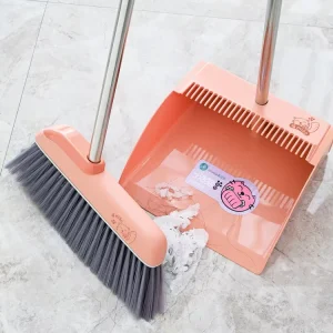 Stainless Steel Broom Stick with PET Broom Head and PP Handle Dustpan Set