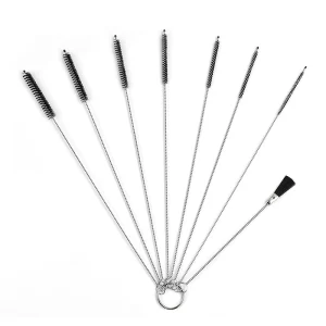 Stainless Steel Brush Set (8pcs) with Nylon Bristles for Multi-Purpose Cleaning and Hanging Loop