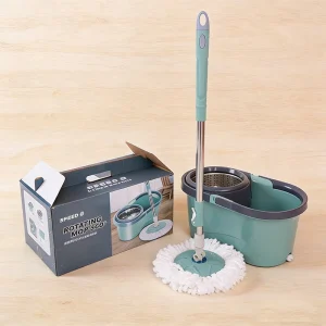 Stainless Steel Bucket Set with Plastic Tray 360 Swivel Round Head Reusable Home Use Dry Wet Floor Cleaning System
