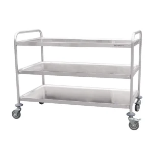 Stainless Steel Catering Trolley Folding Food Trolley Cleaning Cart Mobile 3 Layer Food Trolley