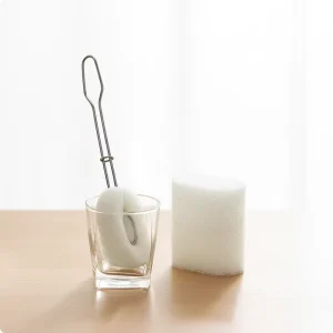 Stainless Steel Cup Baby Bottle Cleaning Brush 304 Stainless Steel Long Handle Sponge Bristles for Household Tea Stain Scrubber