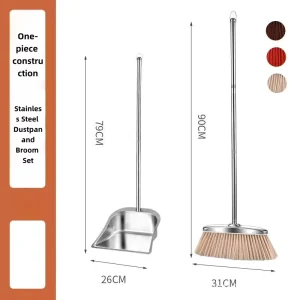 Stainless Steel Dustpan and Brush Set Extra-Thick Dustpan and Shovel