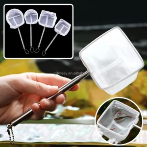 Stainless Steel Fine Mesh Fish Net Aquarium Shrimp Net with Extendable Handle