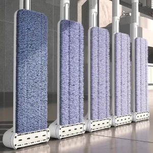 Stainless Steel Flat Floor Mop with Microfiber Head and Easy Wringing