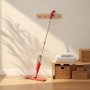 Stainless Steel Flat Mop with Microfiber Fabric Head Manual Wringing Refillable Bottle Washable Pad