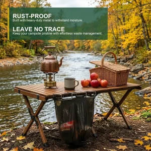 Stainless Steel Foldable Trash Bag Hanger Clip Camping Outdoor Picnic BBQ Kitchen Household