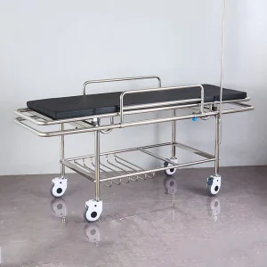 Stainless Steel Four Little Wheels Emergency Transport Patient Trolley Hospital Furniture 250kg Capacity Hydraulic Height