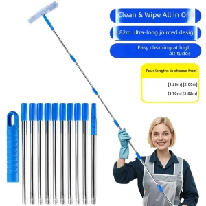 Stainless Steel Glass Squeegee Extension Pole Double sided Wipe Hotel specific Water Cleaning Tool for Window