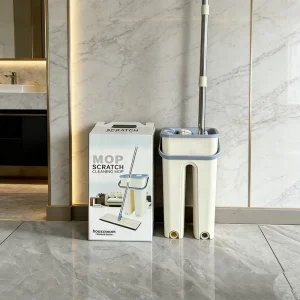 Stainless Steel Handle 360-Degree Spin Dry and Wet Mop with Bucket and Microfiber Pad