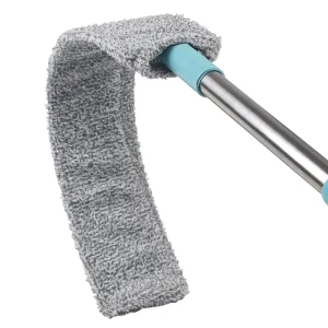 Stainless Steel Handle Dust Duster Microfiber Head for Household Bookshelves Cleaning
