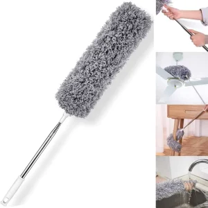 Stainless Steel Handle Microfiber Feather Duster Extendable Telescopic Brush Head Flexible Eco-Friendly Household Cleaning Tool