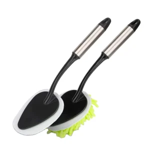 Stainless Steel Handle Multi Surface Cleaning Brush Soft Chenille Bristles Black Plastic Base Ideal for Car Interiors Keyboards