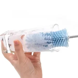 Stainless Steel Handle Silicone Brush Eco friendly Durable for Cup Tea Glass Bottle Cleaning Kitchen Use