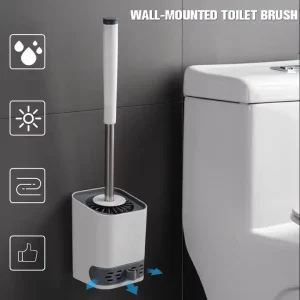 Stainless Steel Handle Toilet Brush with Hard Bristles and Drip-Resistant Design