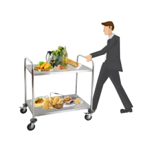 Stainless Steel Kitchen Collection Trolley 2 Tier Restaurant Food Service Cleaning Cart for Hotel