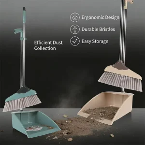 Stainless Steel Long Handle Plastic Broom and Dustpan Set Household Cleaning Tools