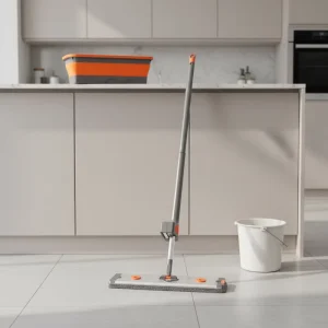Stainless Steel Microfiber Mop 360-Degree Rotating Sliding Wringing Dry Wet Cleaning Foldable Reusable High Capacity