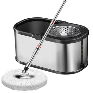 Stainless Steel Microfiber Mops Swivel Spinning 360 Rotating Easy Cleaning Magic Mop Bucket