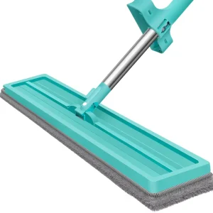 Stainless Steel Pole 360° Rotating-Head Square Microfiber Dry and Wet Squeeze Flat Mop